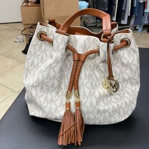 Michael Kors White Brown Large Bag